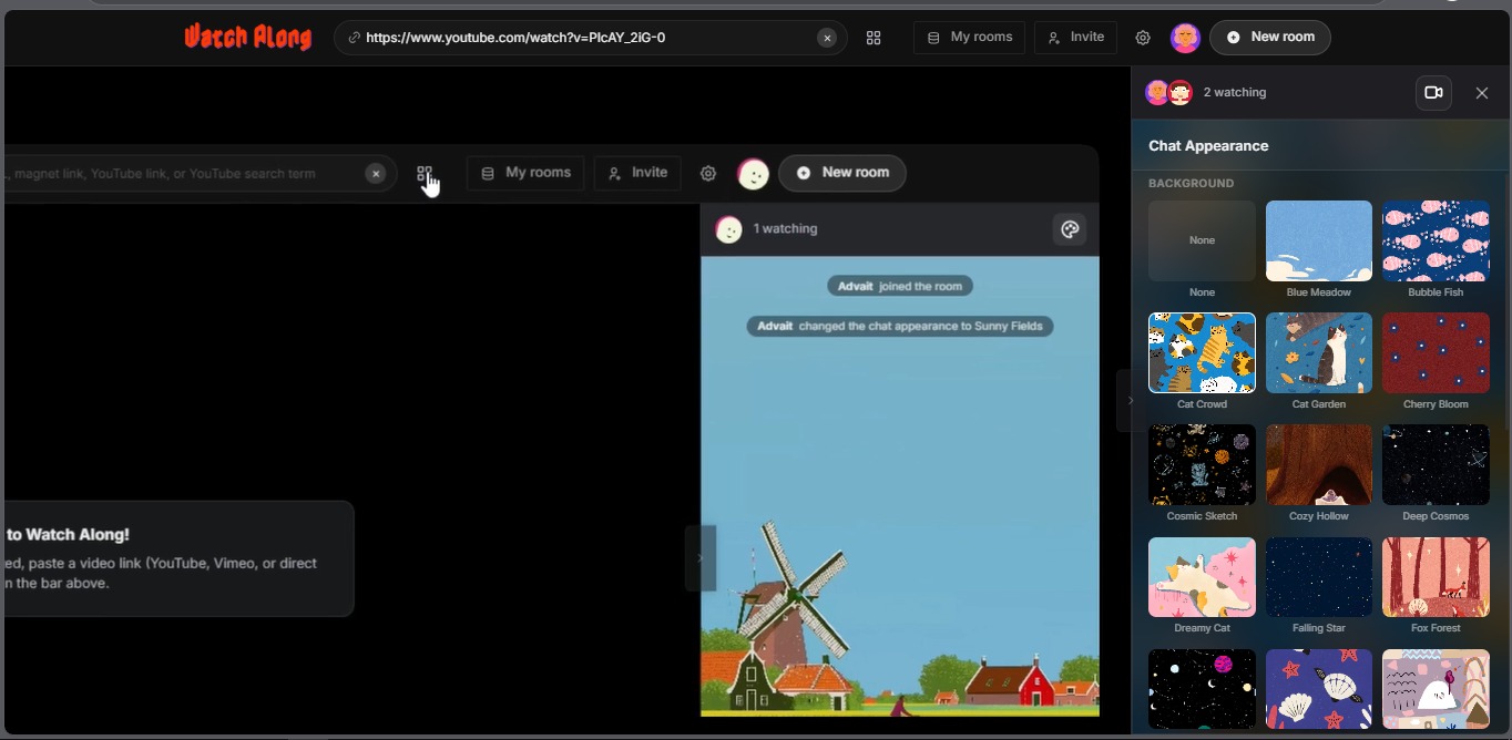 Custom illustrated chat wallpapers and room themes